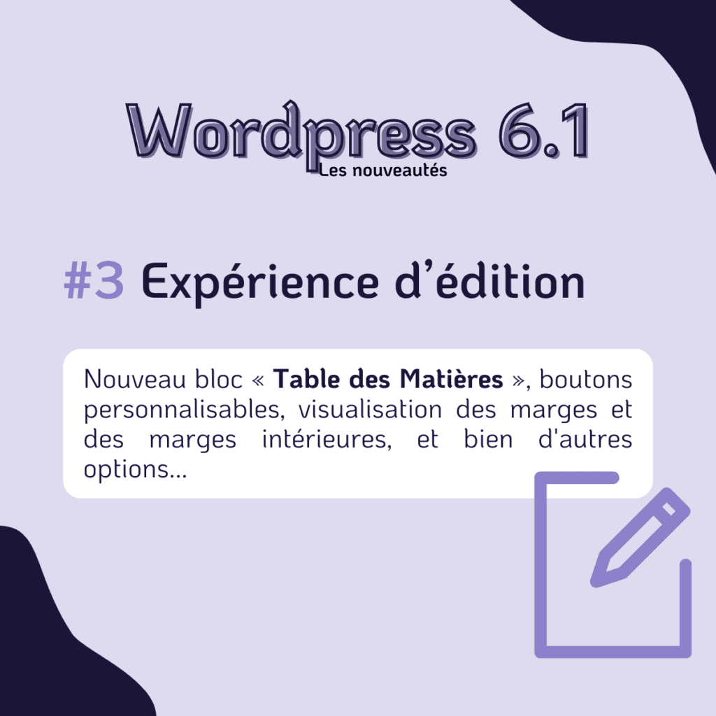 Expérience d'édition WordPress 6.1